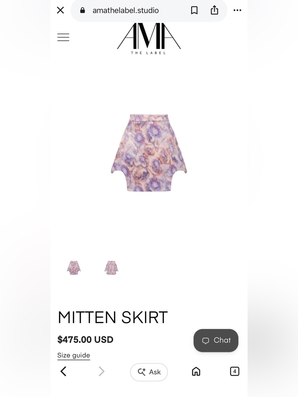 AMA The Label designer Textured Purple Mitten Skirt - Women